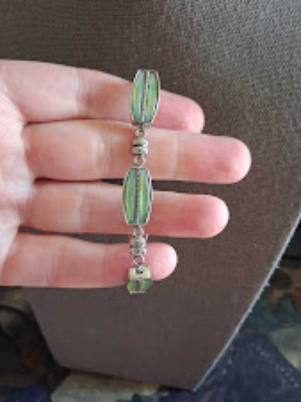 6.5 inch Green stoned bracelet